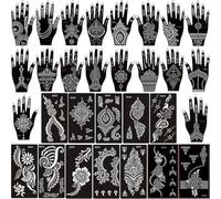 Xmasir Set of 30 Sheets Indian Arabic Tattoo Stencil, Temporary Tattoo Template Kit, Flower Stencils for Women Girls (Only Templates,No Tattoo Ink)