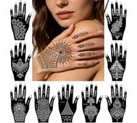 XMASIR Tattoo Stencils Kit, Reusable Tattoos Template for Hands Forearm, 9 Sheet Indian Airbrush Tattoo Stickers for Women Girls Weddings