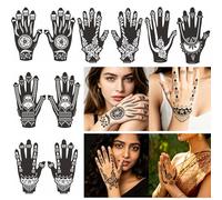 Xmasir Temporary Tattoo Stencils Kit, 10 Sheets Tattoos Template for Hands, Moon Flower Body Art Fake Tattooing for Girls Women Party and Wedding