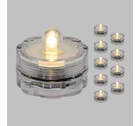 XMASKING 10 x Tea Light LED Battery Operated Tea Lights Warm White LED Submersible Christmas Lights Battery Candles Mood Lights