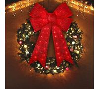 Xmasnova 32 inch Red Christmas Bows with LED Lights,72 Led Christmas Tree Decoration Wreath Bow Light,11 Function Bow Topper Light for Indoor Outdoor Christmas Decoration