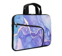 XMBFZ Laptop Sleeves 14 15 15.4 15.6 Chromebook Case Notebook Sleeve PC Messenger Bag Tablet Case Neoprene Handle Sleeve for Men Women, Two Pockets (Purple)