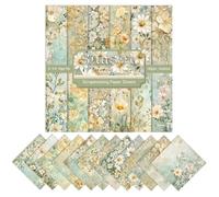 XMBHHRM 24 Sheets Spring Blue Flower Plant Scrapbook Paper 6 x 6" Single -sided Print Pattern Paper 160GSM Square Decorative Cardstock for Scrapbooking DIY Junk Journaling Arts Crafts (B, 6inch)