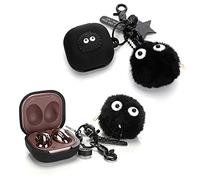 XMBYGY Case for Galaxy Buds FE/ Buds2 Pro/Buds 2/ Buds Pro/Buds Live, Silicone Cute Cartoon Protective Cover with Doll Keychain Anti-loss Lanyard for Samsung Wireless Earbuds (BKEF)