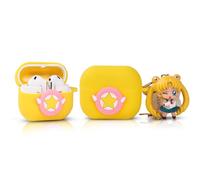 XMBYGY Case for Samsung Galaxy Buds 3 and for Galaxy Buds 3 Pro Earbuds with Doll and Carabiner, Silicone Charging Shockproof Protective Cover with Cartoon Skin Design for Man Woman Teen (MoonSD)