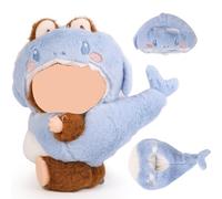 XMBYGY Doll Clothes for Labubu (for Standing/Sitting 17/15cm Doll)(NO Doll)- Multiple Style Accessories Handcrafted Crochet Cute Clothes Dress up Outfit for Plush Dolls (Animal Themed) (BlueSK)