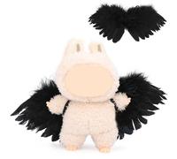 XMBYGY Doll Clothes for Labubu (for Standing/Sitting 17/15cm Plush Doll)(NO Doll)- Multiple Style Accessories Handcrafted Clothing Dress Up Included Headwear and Clothes for Girl Woman (BKwing)