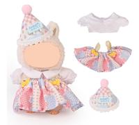 XMBYGY Doll Clothes for Labubu (for Standing/Sitting 17/15cm Plush Doll)(NO Doll)- Multiple Style Accessories Handcrafted Clothing Dress Up Included Cute Headwear and Skirt for Girls Woman (LB87)