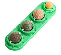 Xmccvt 4PCS Catnip Balls Toy For Cats, Wall Catnip Roller For Cat Licking, Rotatable Edible Interactive Cat Toy For Home Indoor Travel Play Training Exercise Entertainment 20x6x6cm