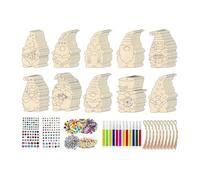 Xmccvt Christmas Gnome Craft Kit Unfinished Wooden Gnome Ornaments Tree Decorations, Paintable Gnomes Figures For Christmas Decorations, Hanging Gnomes Pendants