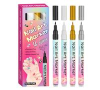 Xmccvt Nail Marker Set with Fine Tips, Portable and Colourful, Nail Tools, 4 Pieces, Manicure Dotting Liner Painting Pens, for the Salon for Lining, Tracing and Drawing