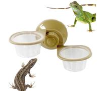 Xmccvt Reptile Feeder with Suction Cup, Feeding Bowl with Suction Cup for Reptiles - Double Bowl Reptile Feeder, Food and Water Bowl, Food Cup for Gecko, Bearded Dragons