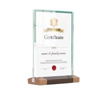 Xmccvt Wooden Picture Frame,Rustic Wooden Certificates Frame - Clear Picture Frames for Vertical Display for Awards, Photos, Menus, Flyers