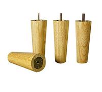 XMDEUR 4 Pieces Oak Wood Furniture Legs,Solid Tapered Wood Cabinet Feet,Sofa Replacement Legs,Dresser Wood Leg,for Coffee Table,TV Stand,Bedchair,Ottoman,Screws Included,Metric M6 Bolts(12cm)