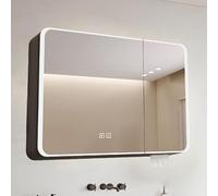 XMDEUR Aluminum alloy bathroom wall cabinet with HD mirror and led lights,Modern Smart lighted medicine cabinet with defogger,bathroom vanity mirror with storage,Storage Shelf,with Touch Switch (C