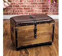XMDEUR Rustic Faux Leather Storage Ottoman Bench,Lift Top Upholstered Storage Bench Farmhouse Bench,Retro Home Living Room Shoe Bench Multifunction Stools-Retro brown 54x30x40cm(21x12x16inch)