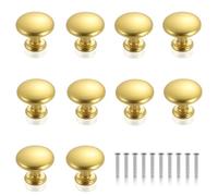 XMDROU 10 PCS Gold Drawer Knobs, Cupboard Handles Knobs with Smooth Finish, Easy-Install Gold Handles for Kitchen Cabinets, Wardrobes, Homeowners