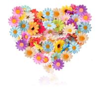 XMDROU Artificial Daisy Flower Heads, 150 PCS Mini Silk Fake Flowers, 4 cm Silk Flower Head Colorful Silks Daisy Flowers Head for Diy Wreath Crafts Wedding Craft Party Table Decor