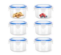 XMDROU Small Food Containers with Lids, 6 Pack Plastic Snack Pots, 300ML Plastic Reusable Snack Pots with Clip Lock Airtight Plastics Food Storage Container for Yoghurt Fruit Snacks
