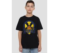 X-Men Boys Retro Wolverine Unisex Kids T-Shirt, Black, 12-13 Years UK