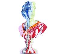 XMGZQ 11.8 Inch Resin David Sculpture, Greek Mythology Statue for Home Decor, Large Art Deco Apollo Bust, Red Orange Blue