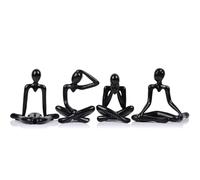 XMGZQ 4 Pcs Thinker Statue,Bookshelf Decor Black Thinker Statue Figurines-Decorate Your Home, Office,Desktop or Shelf with Abstract Art Sculptures,PVC Collectible Figurines for Home Decor