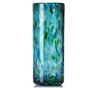 XMGZQ 9" H Teal Glass Vases for Centerpieces,Hand Blow Green Glass Vase,Small Dark Teal Vase Home Decor,Flower Vase Stained Glass,for Bookshelf,Dinner Table,Indoor Office Desktop,Bathroom,Countertop