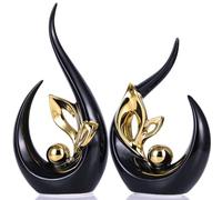 XMGZQ Black Gold Ceramic Statues for Home Décor Accents,Abstract Art Mid Century Modern Decor,Elegantes Centerpiece Table Decorations,Sculpture for Entryway,Bookshelf,Tv Stand,Mantel,Coffee Table