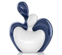 XMGZQ Blue White Mini Hugging Couple Statue Ceramic Lover Figurine Home Decor is a Romantic Gift for Her on Wedding Anniversary and Valentines, TV Stand Decoration Knick Knacks for Shelves (Blue)