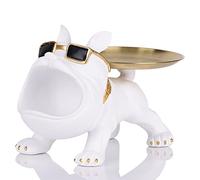 XMGZQ French Bulldog Statue and Figurines,French Bulldog Storage Decoration,Bulldog Bowl with Tray,Key Bowl for Entryway Table,Candy Dish for Office Desk,English Bulldog Tray