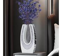 XMGZQ Mirror Crushed Diamond Vase,Tall Silver Corner Vases Home Decor,Modern Glass Floor Vases for Decor,Large Crystal Vase for Table Centerpieces,bucaros Grandes de piso modernos para sala(B)
