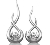 XMGZQ Modern Abstract Art Home Decor Accent,Contemporary Statues Coffee Table Decor for Living Room,Table Centerpieces for Dining Room,Ceramic Sculptures Knick Knacks for TV Stand Show Piece (Silver)