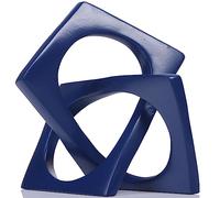 XMGZQ Modern Geometric Cube Sculpture, Blue Knot Statue Decor, Home Bookcase Centerpiece, Tabletop Sculpture, Navy Blue