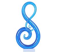 XMGZQ Murano Glass Sculptures and Statues, Hand-Blown Blue Glass Music Note Decor Art Modern Decorations for Coffee Tables, Offices, Room Decorations and Accessories Gift