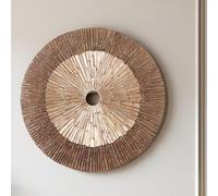 XMGZQ Unique Vintage Wood Color Wall Sculptures,Round Wall Art Hand Painted Ornate Hanging Decoration Antique Gallery Gold Ornament Decor Gallery for Kitchen Bedroom Living Room,Farmhouse,Country
