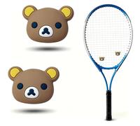 XMHBG 2 PCS Tennis Racket Vibration Dampener Bear Design, Soft Silicone Shock Absorber Vibration & Noise Reduction, Secure Easy Install Accessories for Adult & Junior Players of All Levels