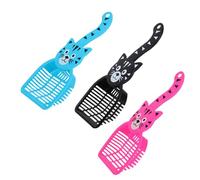 XMHBG 3 PCS Cat Litter Scoop Set - Durable Deep Shovel Scooper for Kitty Litter Tray, Pet Poop Cleaning Tool (Blue, Pink, Black