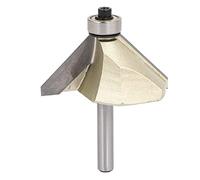 XMHF 1/4-inch Shank 1-inch Cutting Length Ball Bearing 45 Degree Chamfer Corner Router Bit Two Flutes Corner Router Bit Silver Tone