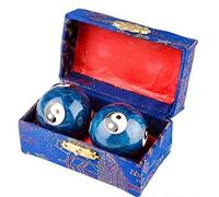 XMHF Cloisonne Yin-Yang Chinese Meditation Baoding Healthy Exercise Ball Blue 2Pcs
