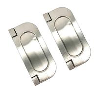 XMHF Recessed Type Furniture Wardrobe Drawer Pull Handle Silver Flat Cabinet Flush Ring Pull 2pcs