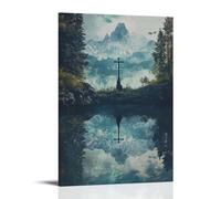 XMHMYHZJ A Battle Rages on The Hill, But The Lake Below Reflects Only A Knight at Peace before The Cross. Wall Art Mural Modern Decoration Hanging Art Poster 12x18inch(30x45cm)