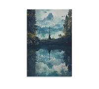 XMHMYHZJ A Battle Rages on The Hill, But The Lake Below Reflects Only A Knight at Peace before The Cross. Wall Art Mural Modern Decoration Hanging Art Poster 12x18inch(30x45cm)