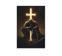 XMHMYHZJ A Battle-worn Knight Kneels before A Glowing Cross, His Sword Buried in The Soil, Eyes Raised Toward The Breaking Dawn. Wall Art Mural Modern Decoration Hanging Art Poster 20x30inch(50x75cm)