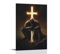 XMHMYHZJ A Battle-worn Knight Kneels before A Glowing Cross, His Sword Buried in The Soil, Eyes Raised Toward The Breaking Dawn. Wall Art Mural Modern Decoration Hanging Art Poster 20x30inch(50x75cm)