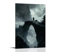 XMHMYHZJ A Black Dog Leads A Knight Across A Broken Bridge, Never Looking Back Toward The World Left Behind. Wall Art Mural Modern Decoration Hanging Art Poster 20x30inch(50x75cm)