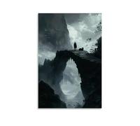 XMHMYHZJ A Black Dog Leads A Knight Across A Broken Bridge, Never Looking Back Toward The World Left Behind. Wall Art Mural Modern Decoration Hanging Art Poster 08x12inch(20x30cm)