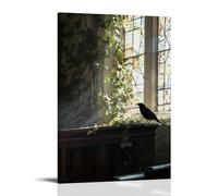 XMHMYHZJ A Blackbird Sings from The Altar Rail As Light Shines Through Ivy That Covers The Nave Wall Art Mural Modern Decoration Hanging Art Poster 12x18inch(30x45cm)