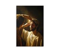 XMHMYHZJ A Blind Boy Sees Light for The First Time As Jesus Places His Hand over The Boy’s Eyes. Wall Art Mural Modern Decoration Hanging Art Poster 08x12inch(20x30cm)