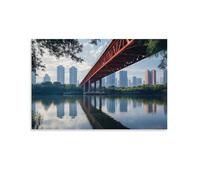 XMHMYHZJ A Bridge Over The River with Urban Life And Calm Waters Below Wall Art Mural Modern Decoration Hanging Art Poster 08x12inch(20x30cm)