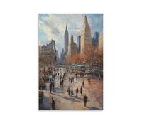 XMHMYHZJ A Bustling City Square An Oil Painting of People And Iconic Landmarks Wall Art Mural Modern Decoration Hanging Art Poster 24x36inch(60x90cm)